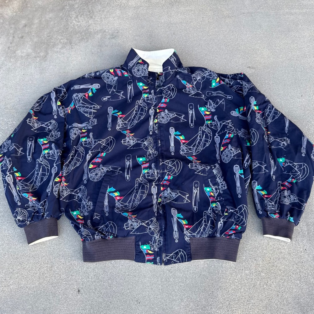 Vintage Nautica Yacht Club Reversal Bomber Jacket Navy Blue Men Large